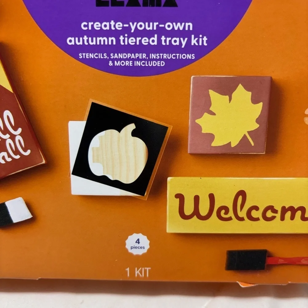 Mondo Llama Kids & Adults Create Your Own Autumn Tiered Tray Fall Craft Kit New!